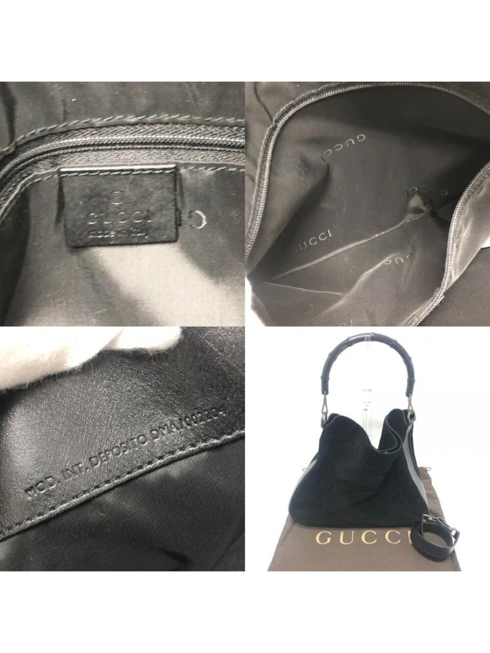 Gucci Shoulder Bag Bamboo Leather Suede Black - Picture 9 of 9